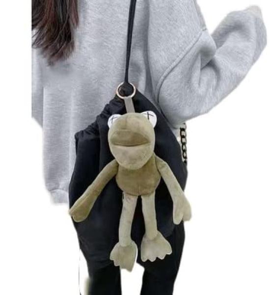 Cute Frog Plush Frog Key Bag Cute Car Stylish Frog Animal Hanging Popular Birthday School Entrance Gift [LYING] Keychain, Charm, Women's Charm,