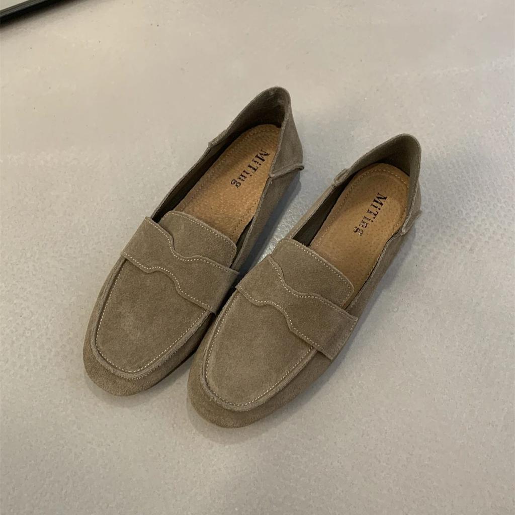 Slip On Loafers for Mum Lazy French Flats Shoes Leather Daily Maternity Driving Shoes Autumn Oxfords Thomas Shoes Zapatos Mujer