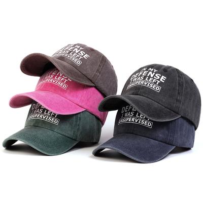 Unisex DEFENSE Print Wash Baseball Caps Spring and Autumn Outdoor Adjustable Casual Hats Sunscreen Hat