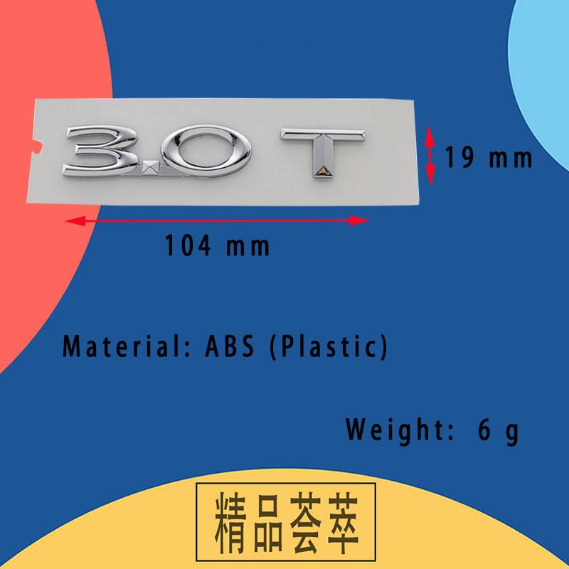 Lettres 3D Premium 3.0T 3.0 T pour aile de voiture, coffre, capot arrière, autocollant emblème, badge