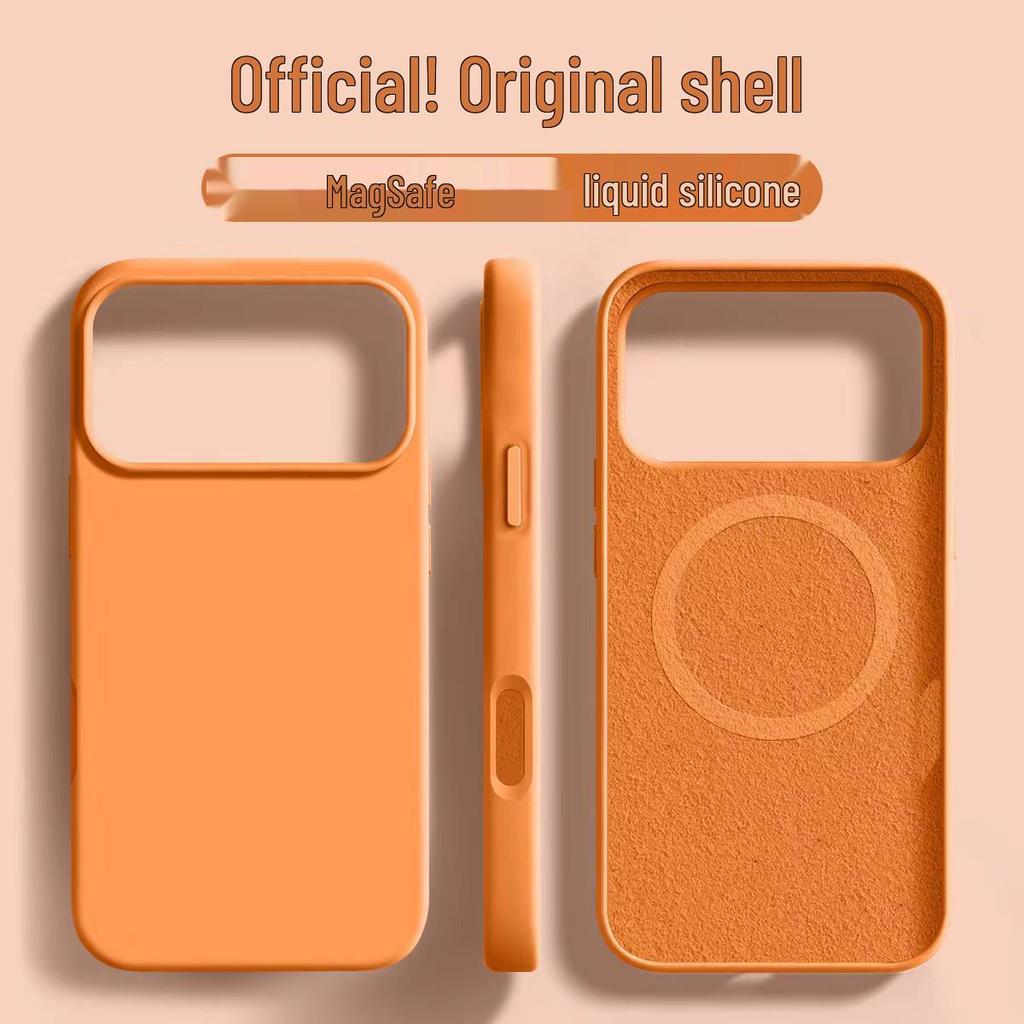 iPhone 17 Pro Max Liquid Silicone Case with Large Hole & Invisible Magnetic Charging - Apple 16 Compatible, Anti-Drop, New.