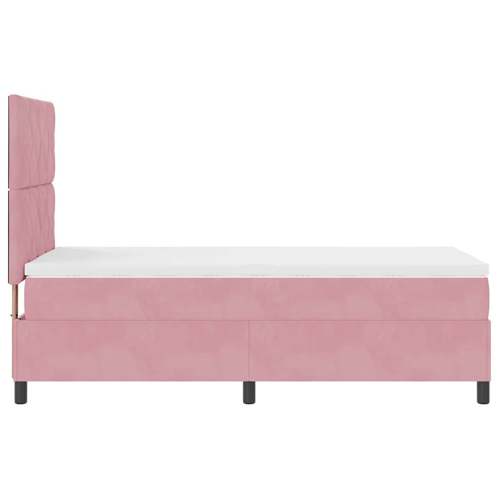 Box Spring Bed with Headboard Pink 100 x 200 cm Velvet