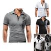 Elegant Men's Fashion Lapel Short Sleeve Blouse Casual Letters Print T-shirt
