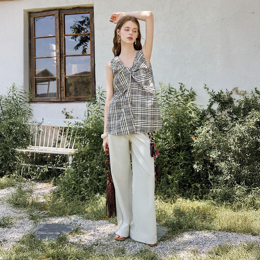 WEDNESDAY DELIGHT Wd_Plaid Twisted Sleeveless Top