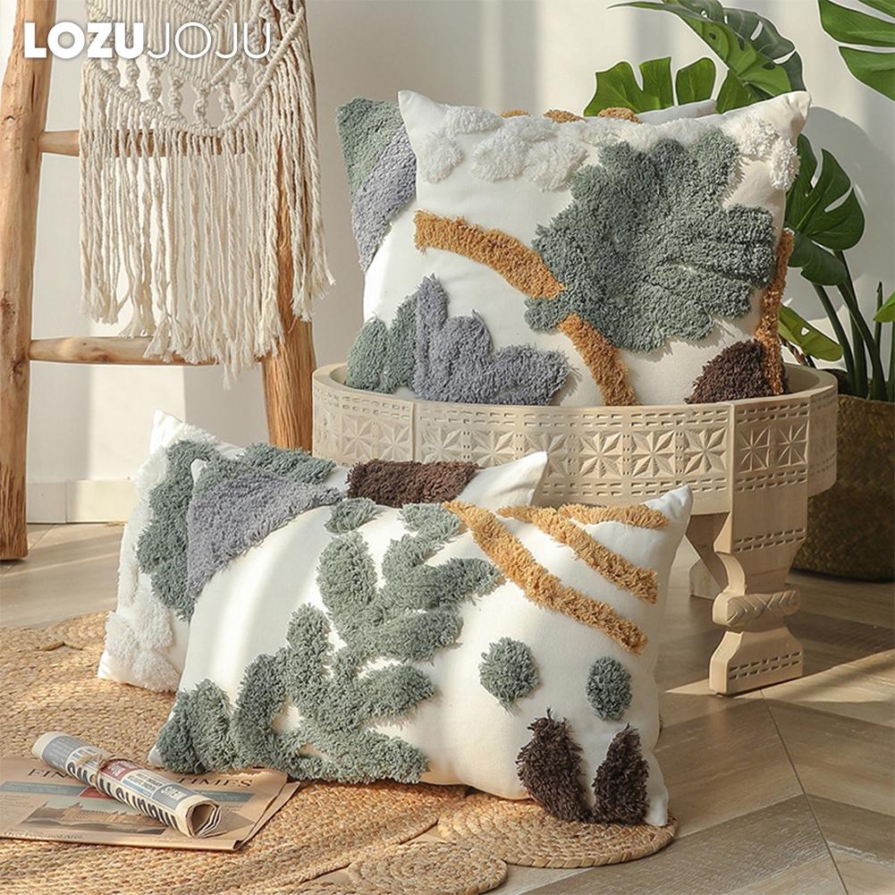 Cheap 1PC Soft Fluffy Cushion Cover Plant Pattern Green Sofa Decorative