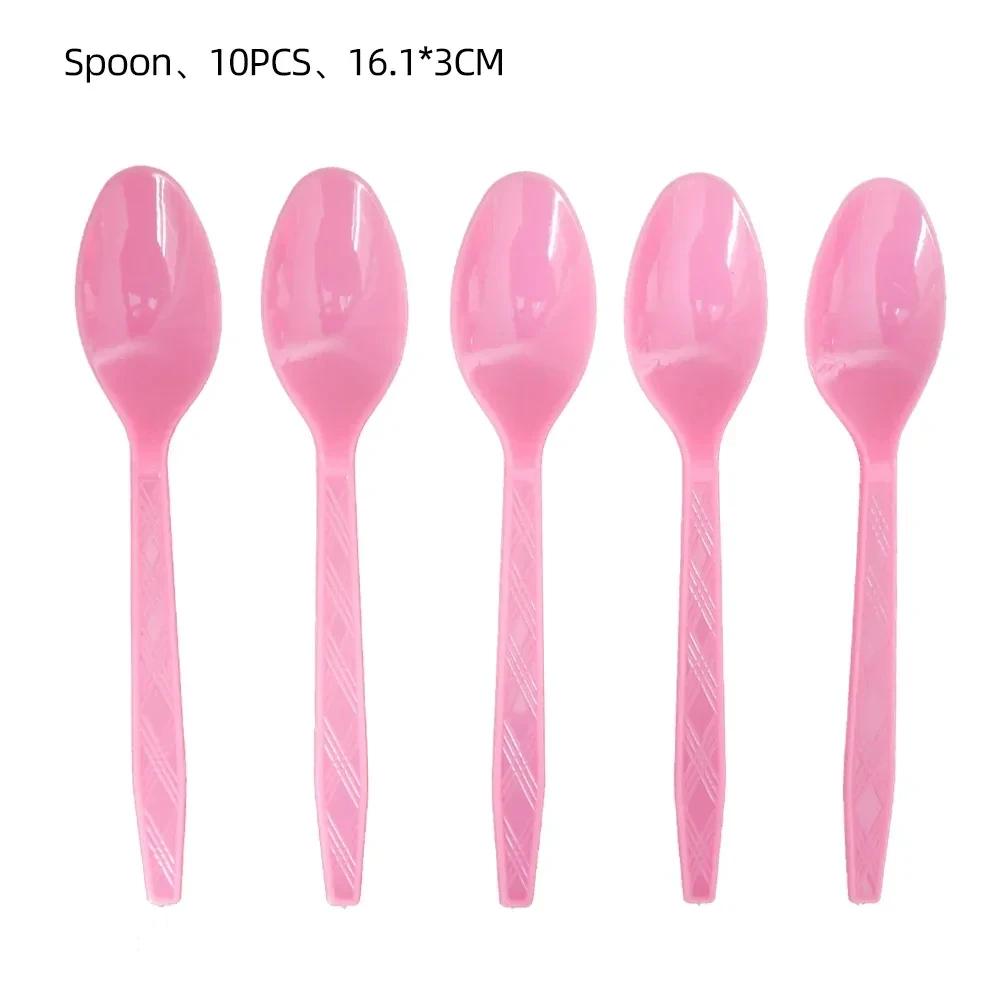 CICIMINI Solid Color Tableware Knives Forks and Spoons Red Pink Purple Black Green Yellow Wedding Birthday Disposable Tableware