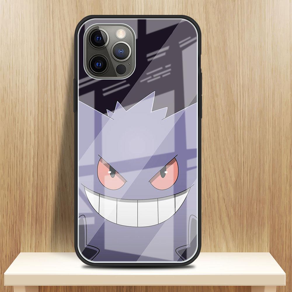 

Чехол из закаленного стекла с изображением японского аниме-покемона Gengar для Apple iPhone 11 14 13 Pro 12 7 8 Plus SE 2022 XR X XS Max 6 6S iPhone 14