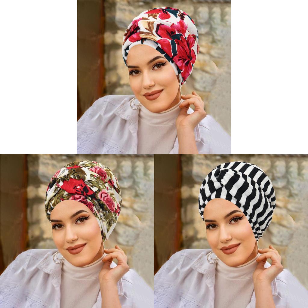 Fashion Turban Headscarf For Women With Floral Print Summer Autumn Winter Accessories