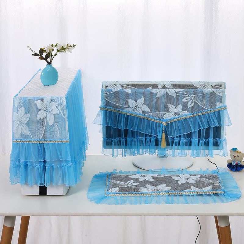 17/24/27inch 3Pcs European Lace Desktop Computer Dust Cover Computer Cover LCD Monitor Protective Cover Keyboard Dustproof