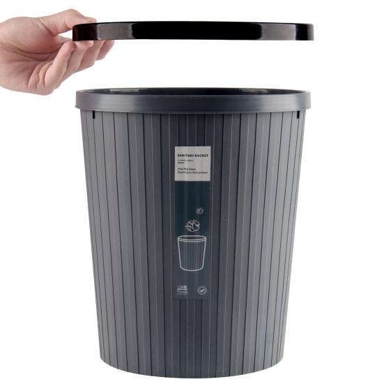 Garbage Bin with Pressure Ring No Lid Space-Saving Plastic Kitchen