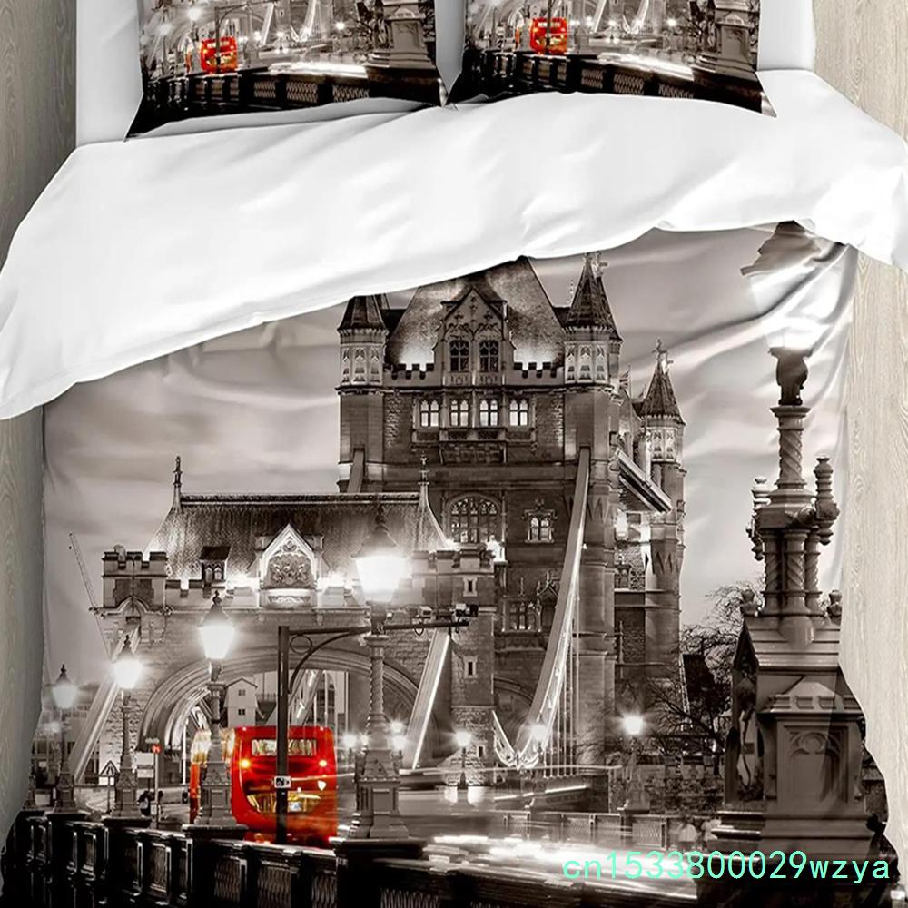 Urban 3pcs Bedding Set Manhattan Sunset Skyline New York City Duvet Cover Set Bed Set Quilt Cover Pillow Case Comforter Cover