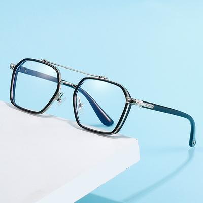 New Men And Women Metal Glasses Retro Double Bridges Anti Blue Light Computer Mirror Reading And Playing Games Eye Protection
