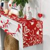 Valentine’s Day Red Heart Love Plant Table Runner 13x72 Inch , Holiday Kitchen Dining Tabletop Runners for Home Indoor Farmhouse Decoration