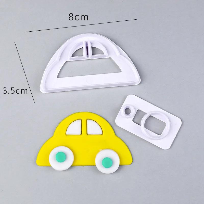 

Fondant Cake Decorating Cookie Embosser Mold Cartoon Car Tractor Train Shaped Biscuit Pastry Stamp Hand Press For Baking Tools