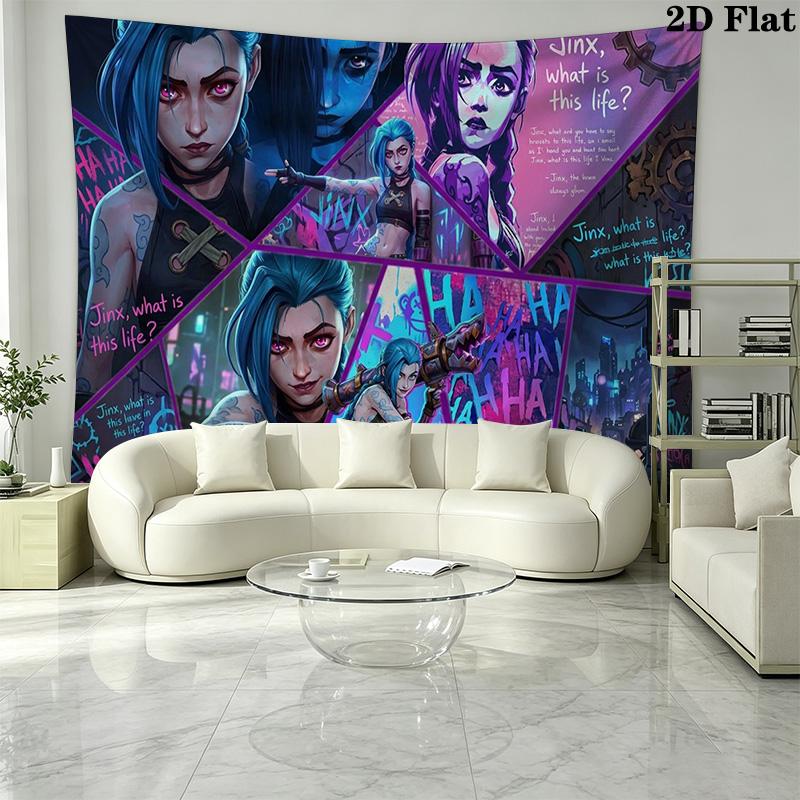 Jinx Wall Tapestry Aesthetic Wall Hanging Printed Fabric Blanket Decorative Tapestries for Bedroom Living Room Home Decor