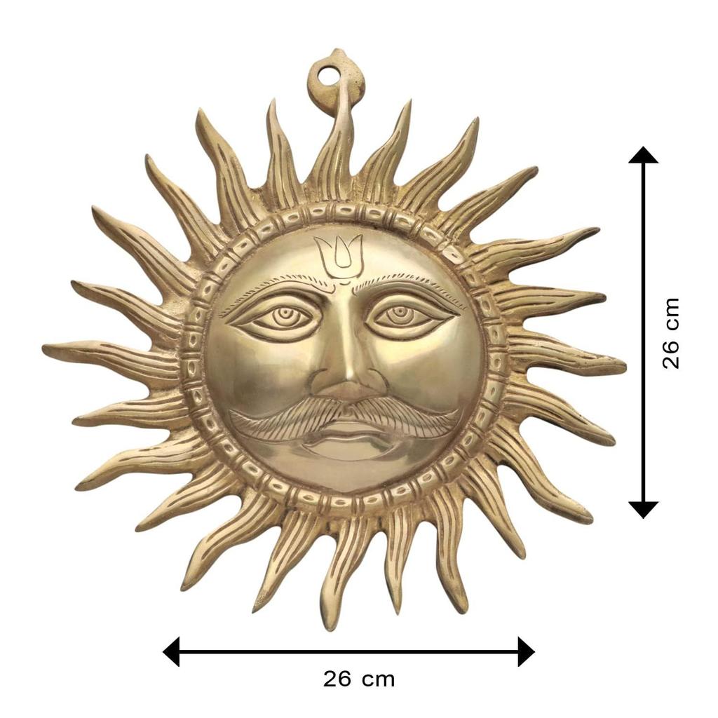 Messing Sonnenstatue | Höhe-26 cm ca.. | Vastu-Idol für Zuhause und Büro | Zonale Platzierung-Osten | Messingsonne für Vastu