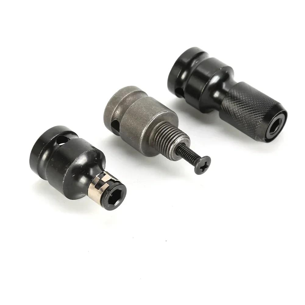 Steel Hex Socket Adapter 1/2 Inch Black/Silver Converter Tool Hex Drill Chuck Socket Adapter Brand New High Quality