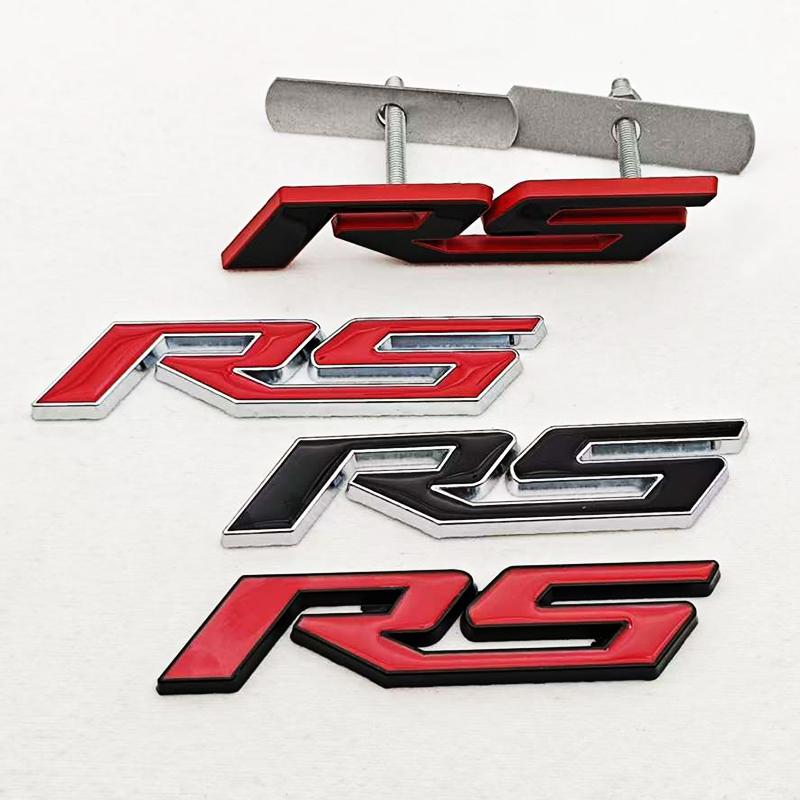3D Metal RS Logo Sticker Front Grill Emblem Rear Trunk Badge For Chevrolet Onix Blazer lumina Camaro Cruze Monza Car Accessories