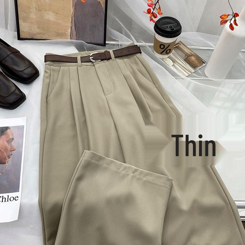 

Women s High-Waist Wide-Leg Suit Pants - Spring/Autumn Loose, Floor-Length Drape S (up to 47kg)