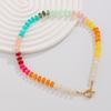 Wind Colored Acrylic Beaded Necklace, Sweet Dopamine Metal Spring Clavicle Necklace