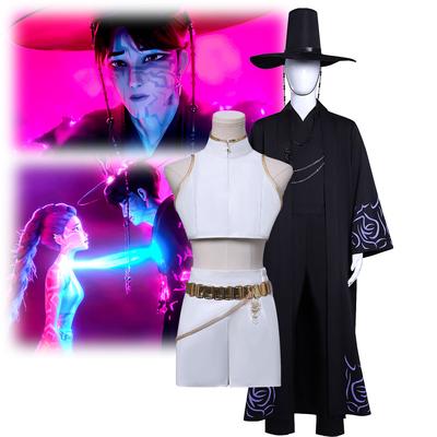 Cazador de Demonios Saja Chico Jinu Rumi Cosplay Sombrero Negro Abrigo Pantalón Conjunto de Uniforme Disfraz Accesorios para Fiesta de Halloween Carnaval para Hombre