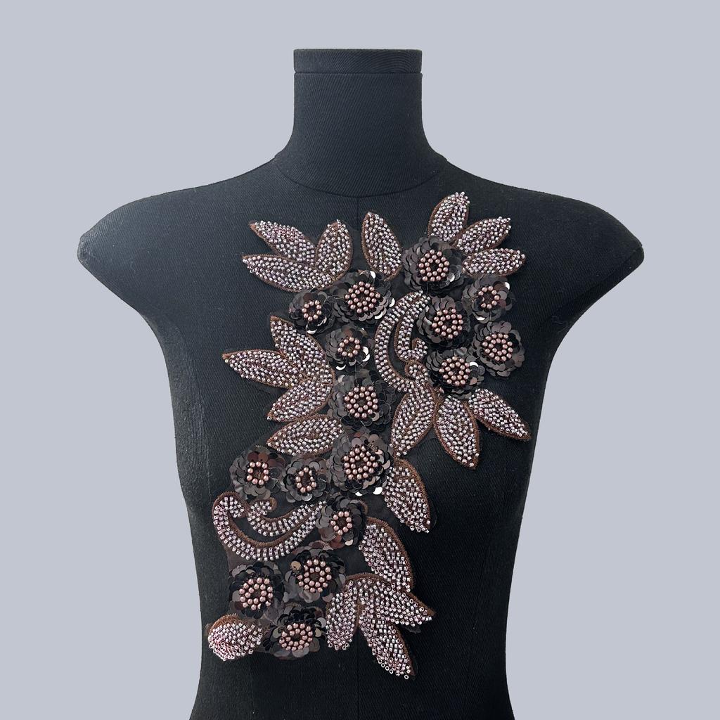 Mesh Sequin Nail Diamond Bead Embroidery Sewing Single Flower Collar Diy Decoration With Clothing Accessories Collar