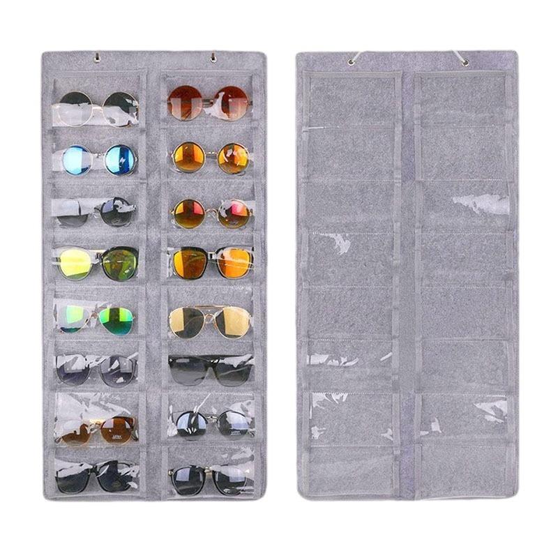 16 Fächer Filz Brillenständer Halter für Sonnenbrillen Brillen Aufbewahrung Display Hängebeutel Wandtasche Aufbewahrungsbox Organizer Taschen