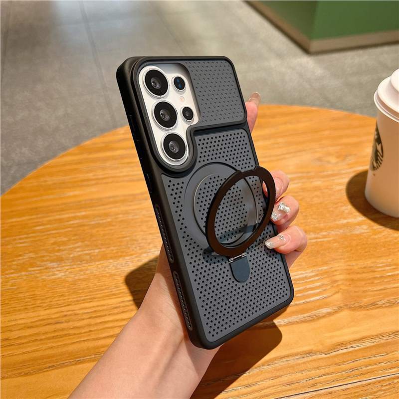 Applicable to Samsung S26Ultra heat dissipation magnetic suction bracket mobile phone case contrasting color and skin feeling S25ultra protective case