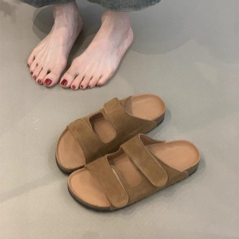 

Тапочки женские носят Мори женские ретро уродливые милые липучки слово повседневные крутые тапочки 40 верблюд