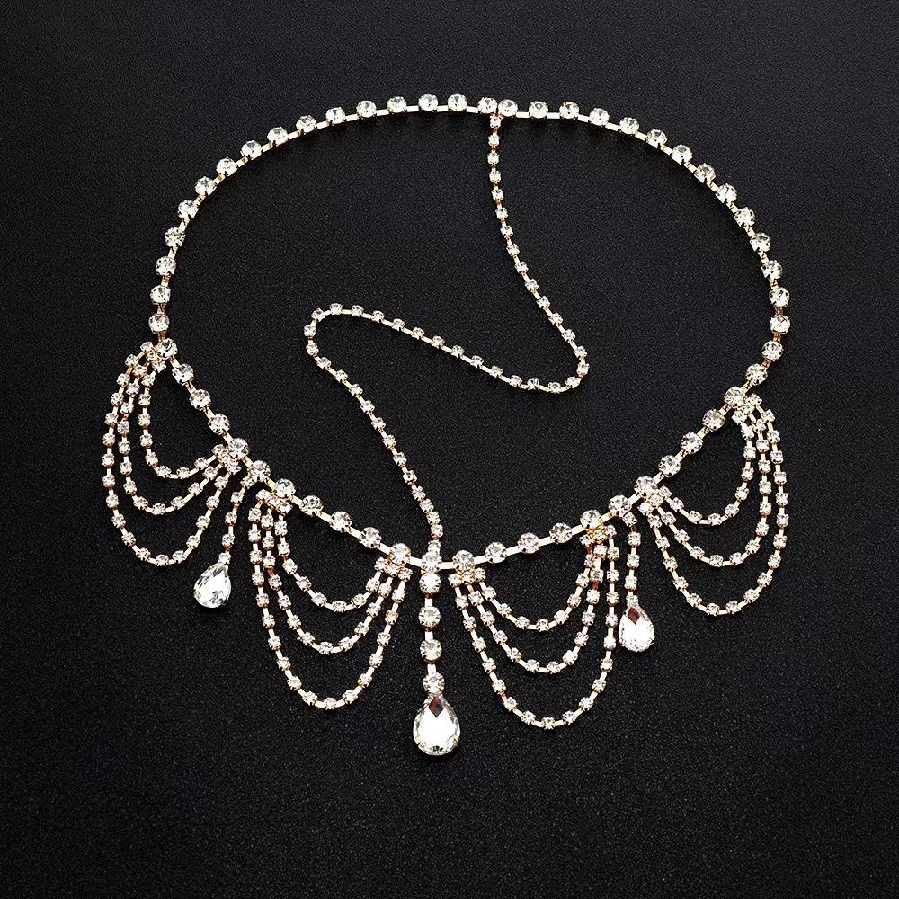 Exquisite Diamond Teardrop Tassel Bridal Headband