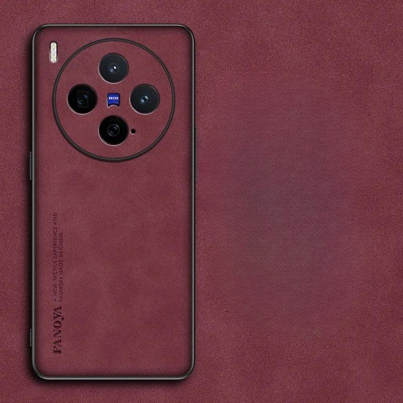 

Чехол для VIVO X300 Pro Обложка из ПУ кожи овчины для VIVO X300 X300Pro Матовые мягкие силиконовые ударопрочные бамперные чехлы-накладки For VIVO X300 Pro винный