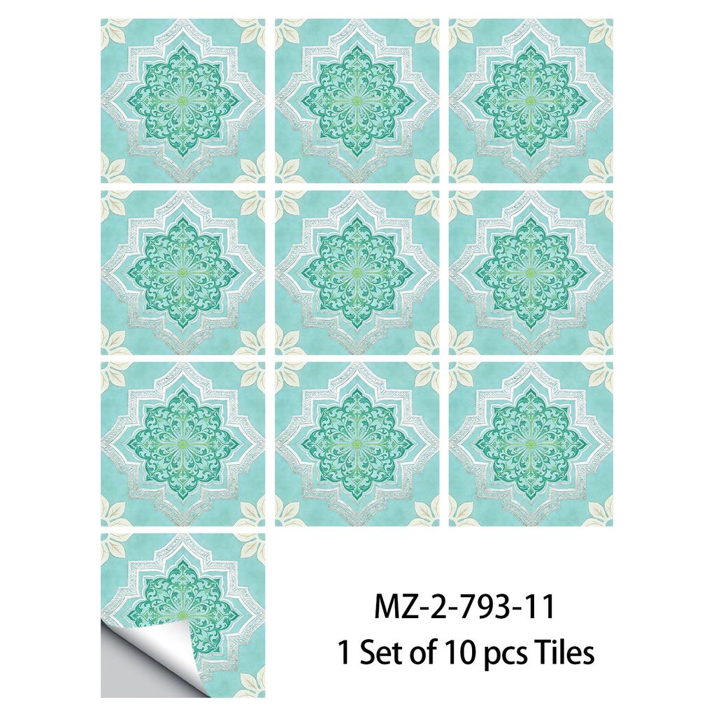 10 Pezzi Adesivi Piastrelle Mandala Boho - Decalcomanie Murali in PVC Lucido Cristallo - Murale Autoadesivo Impermeabile per Pavimento Cucina Bagno Decorazione Casa