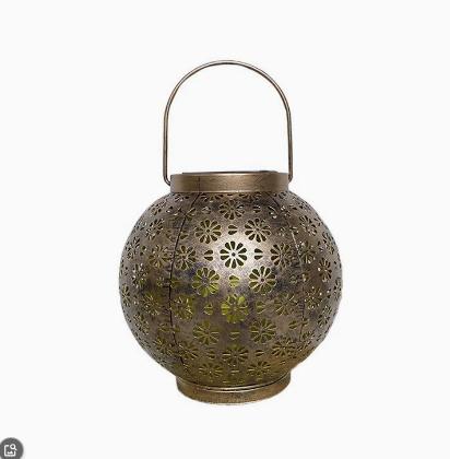 Solar Lantern Outdoor Decorative Metal Garden Light Hollow Pattern Projection Lamp with Tree Design for Patio Yard Pathway Lighting