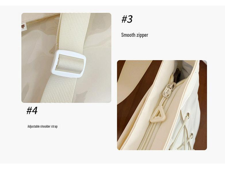 Damen Große Kapazität College Stil Lässig Ita Umhängetasche mit Transparentem Abzeichen