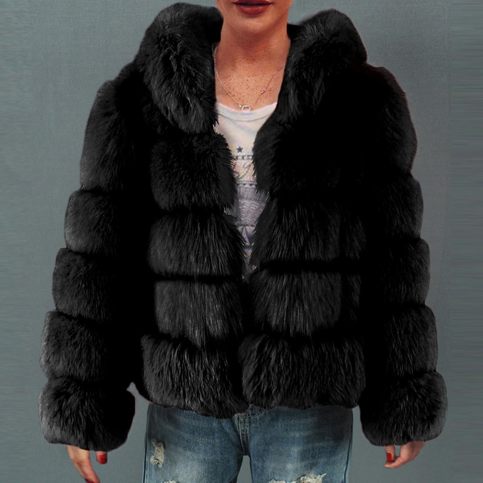 

Жіноче модне повсякденне штучне верхнє пальто L чорний