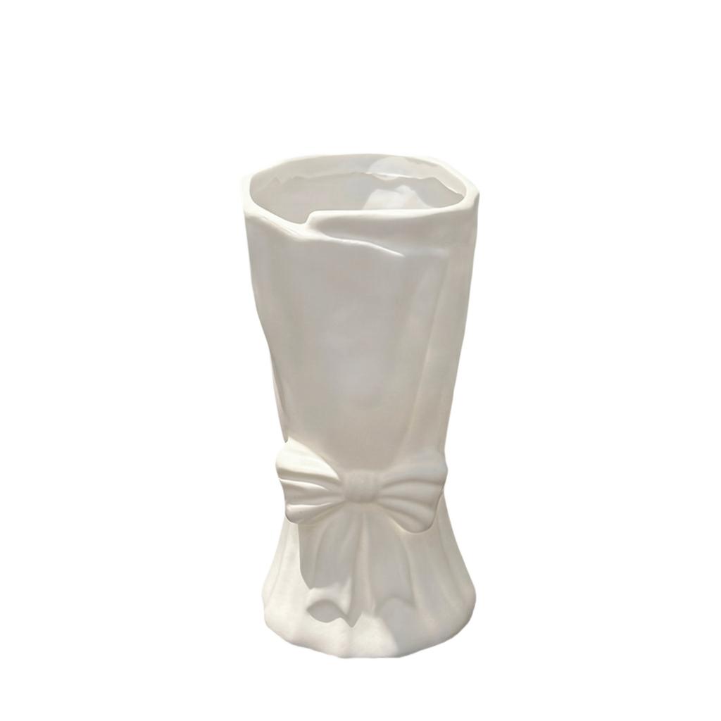 Creative Bowknot Vase Decorative Tabletop Ornament Ceramic Flower Vase for Home Office Living Room Modern Design