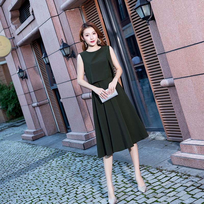 Dress New Temperament Dinner Dress Dignified Celebrity Short White Can Usually Wear Sleeveless Dress