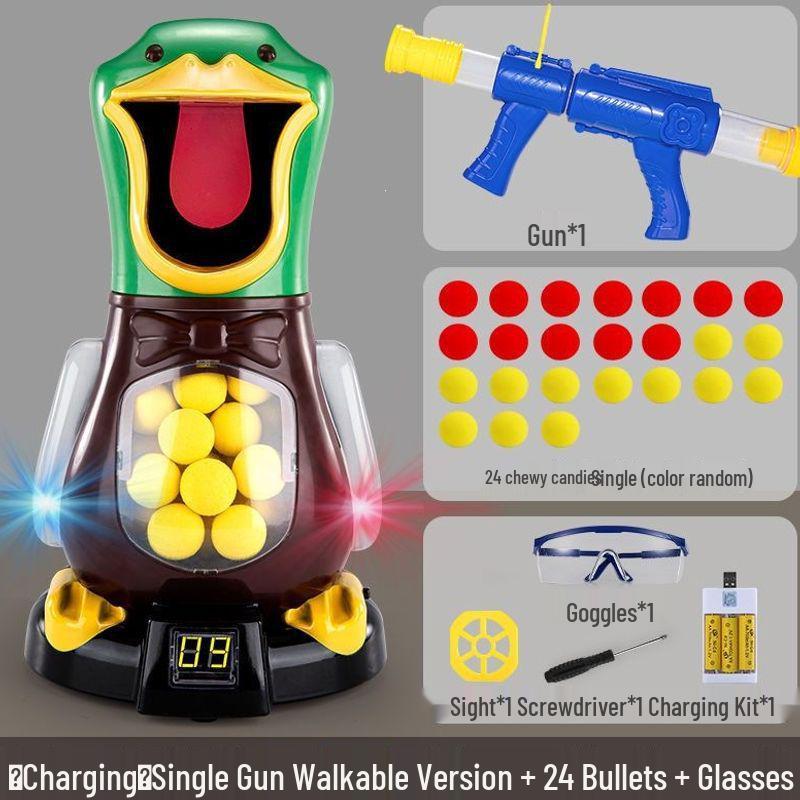 Hit Me Ducky! Parent-Child Interactive Toy with Air-Powered Soft Bullet, 3-Shot Firing for Kids 6+