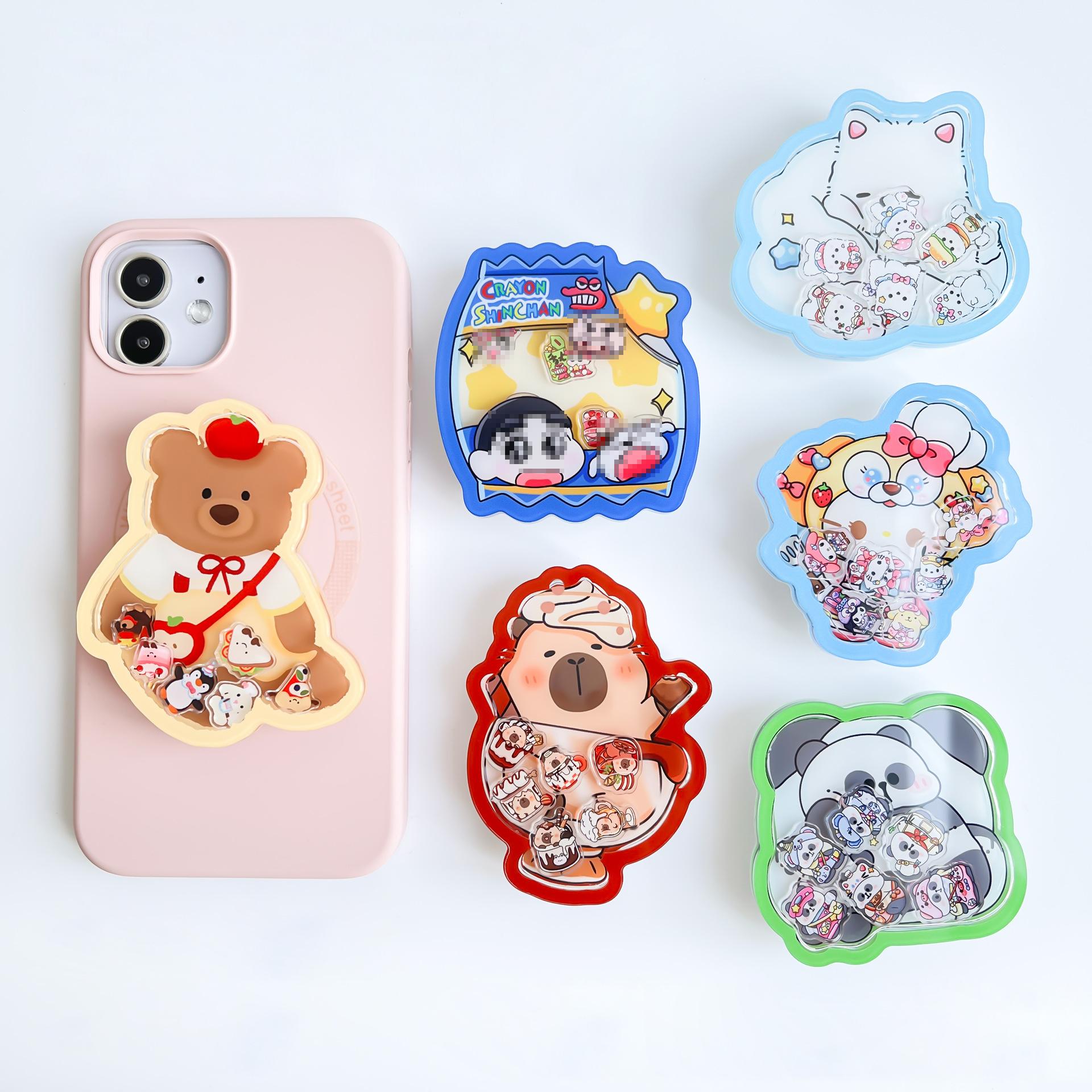 Acrylic Shaker Phone Grip Custom Cartoon Cute Lovely Custom logo Acrylic Phone Grip Holder Custom customized
