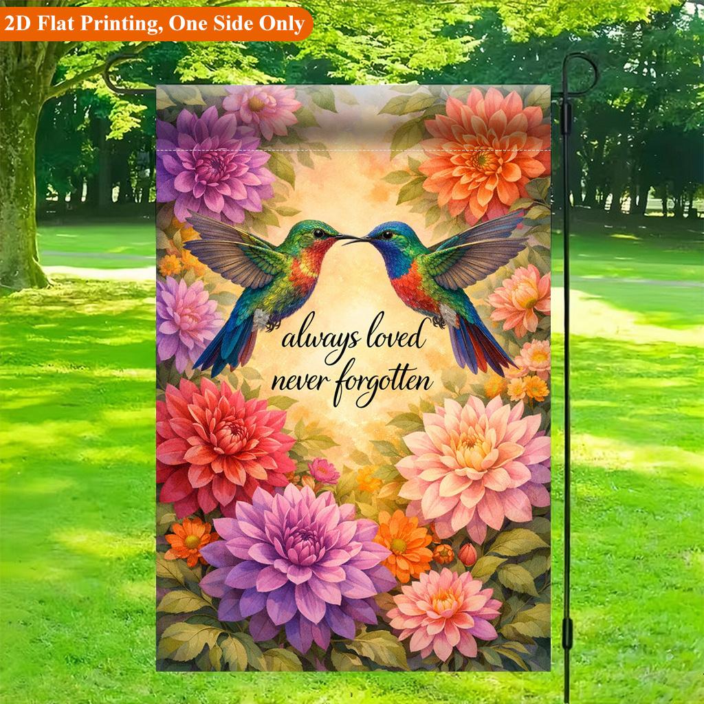 1pc Hummingbirds Colorful Blooms Garden Flag - Single-Sided Polyester, 29.97x44.96 Cm, Outdoor Decor