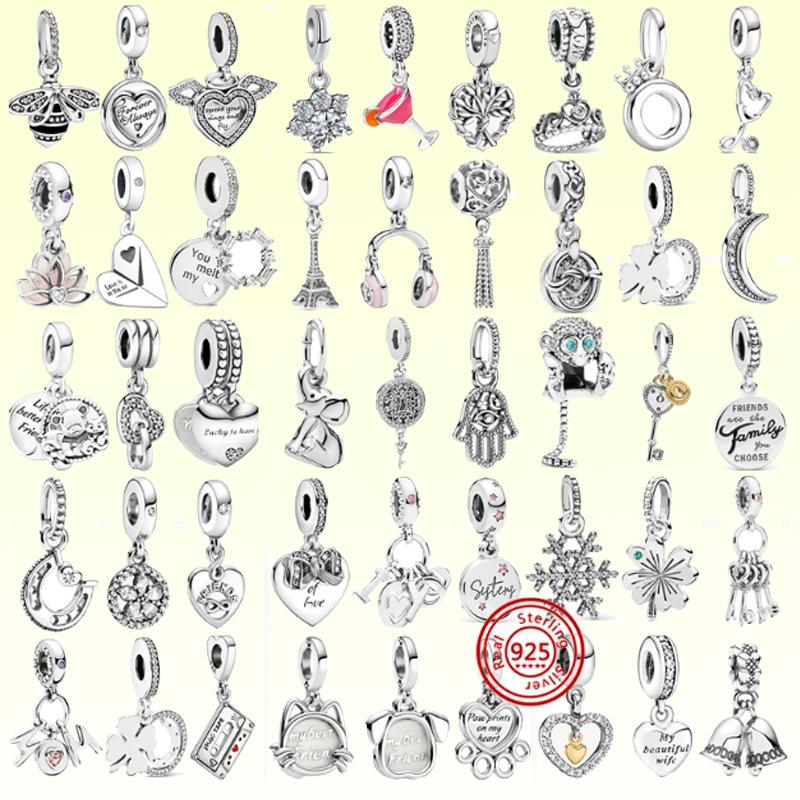 Passend für Original Pantaro Armband Damen DIY Zirkon Geschenk Neu Authentisch 925 Kupfer Herz Krone Eiffelturm Liebe Schlüssel Anhänger Perlen