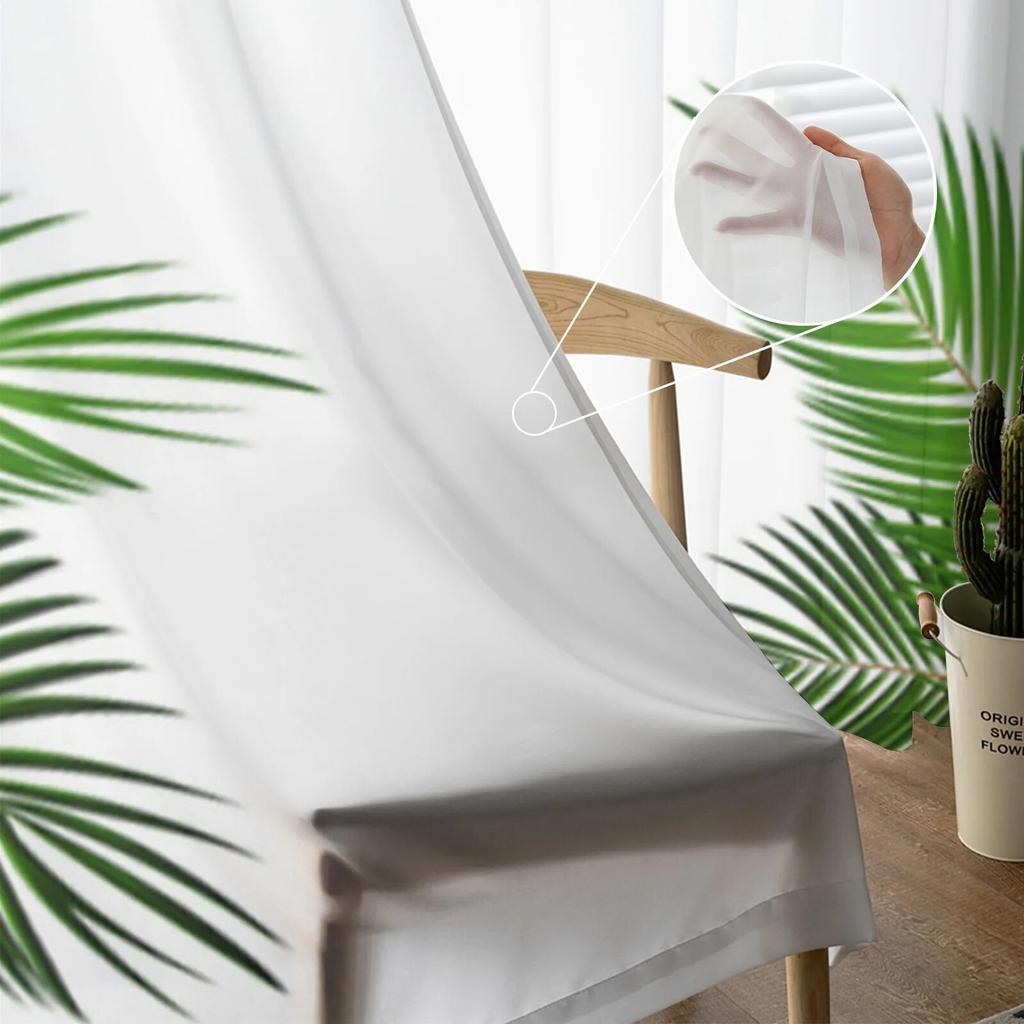 Tropical Green Plant Leaves Sheer Curtains For Living Room Bedroom Tulle Curtains Kitchen Window Treatments Panel Drapes