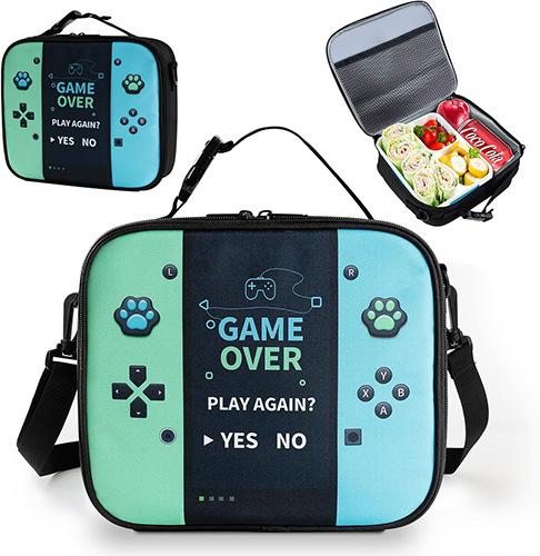 Game Console Pattern Diy Schoolbag, Primary School, Middle School Meal Bag, Pencil Bag, Backpack Three-Piece Set