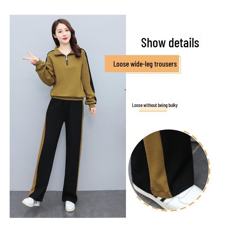2024 Women's Early Autumn Casual Sportswear Set: Fashionable Age-Reducing Two-Piece for a Slightly Plump Silhouette