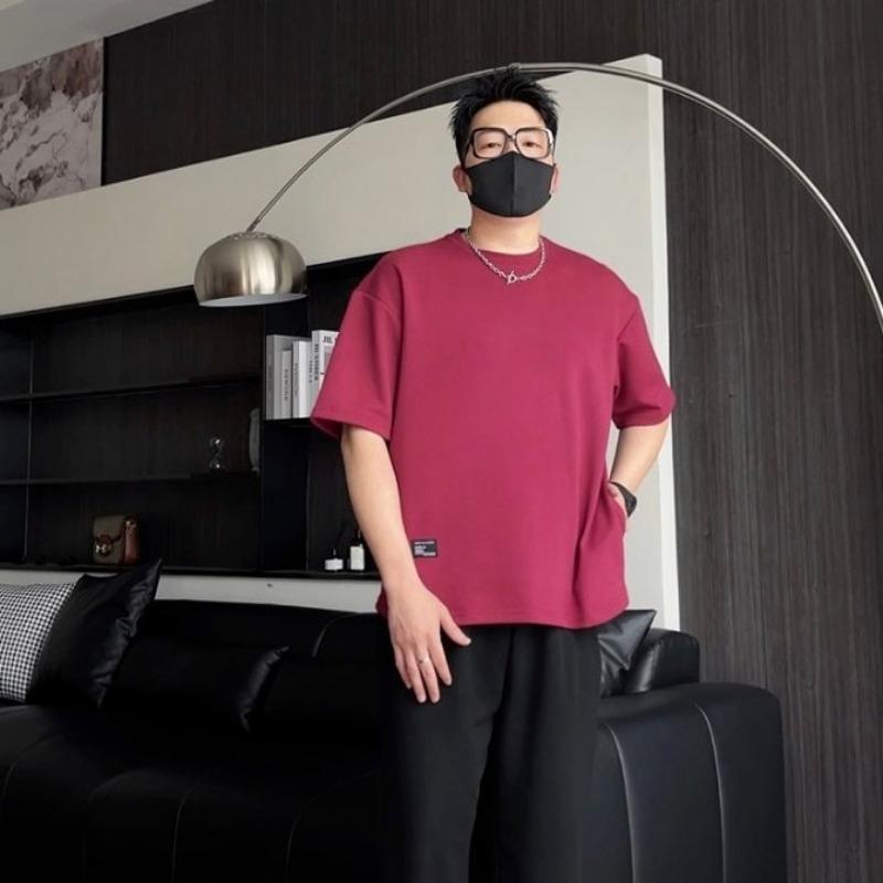Men's Everyday Wear Solid Color Loose Fit Crew Neck Short Sleeve Cotton T Shirt