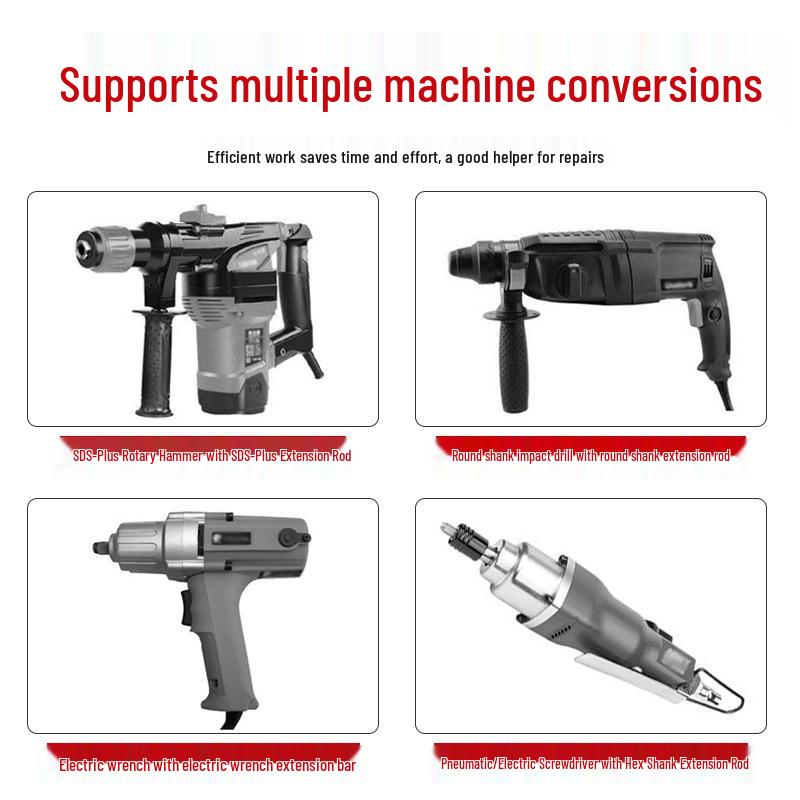 Electric Hammer Drill & Ratchet Wrench with Self-Locking Metal Chuck (0.8-16mm) and Air Impact Conversion Chuck