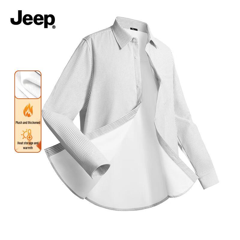 JEEP Men s Oxford Fleece-Lined Striped Shirt 3XL