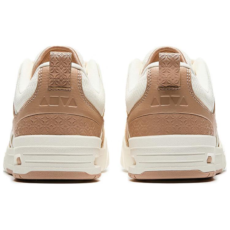 New Anta Slip Resistant Height Increasing Lightweight Low Top Skateboard Shoes Women's White Brown 122518040-5