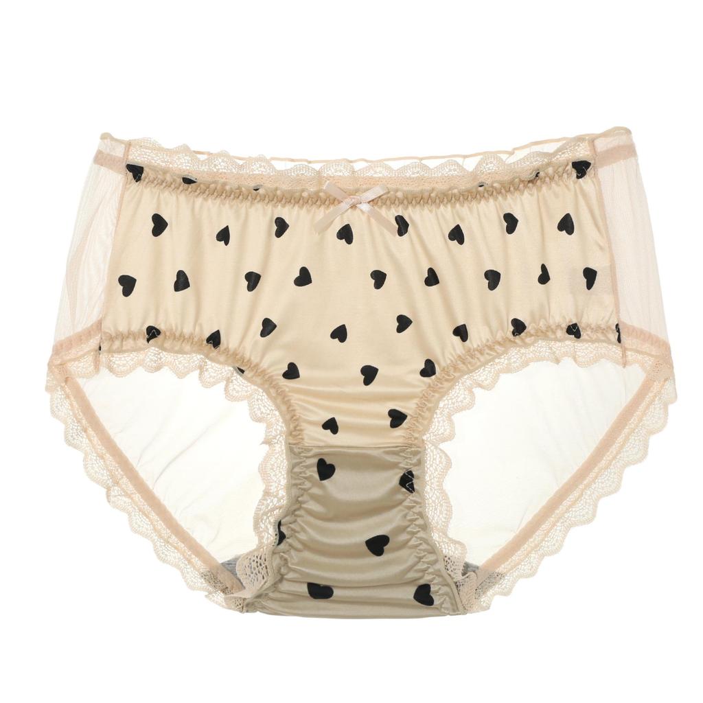 Plus Size Sexy Lace Mesh Seamless Women's Hip-Hugging Triangle Panties - Ice Silk Fat MM 200-300 Jin