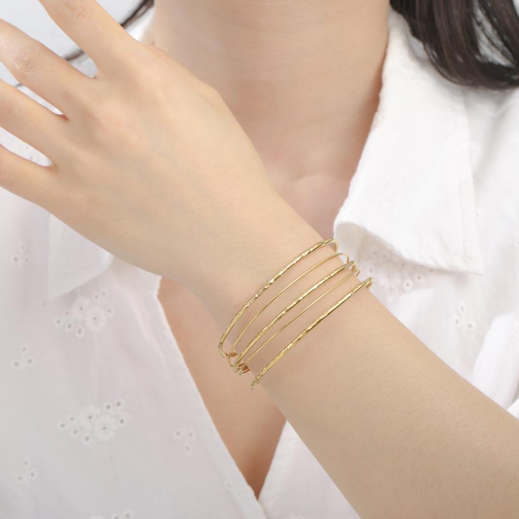 Cazador Minimalist Gold Plated Cuff Bracelets Stainless Steel Adjustable Women's Hand Bracelets Waterproof Jewelry Party Gift